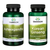 Swanson - ZESTAW: Ashwagandha + Korean Ginseng (żeń-szeń koreański)