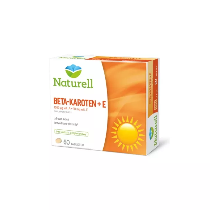 Naturell Beta-karoten + E, 60 tabletek + Naturell Silica Biotyna Max, 20 tabletek GRATIS