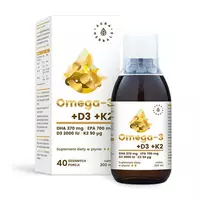 Aura Herbals - kwasy omega-3 (370 DHA) + D3 (2000IU) + K2MK7, 200 ml