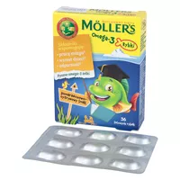 MOLLERS Omega-3 Rybki - żelowe rybki o smaku pomarańczowo-cytrynowym, 36 sztuk