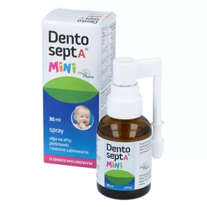 Dentosept A MINI - na afty, pleśniawki i bolesne ząbkowanie, o smaku malinowym, spray, 30ml