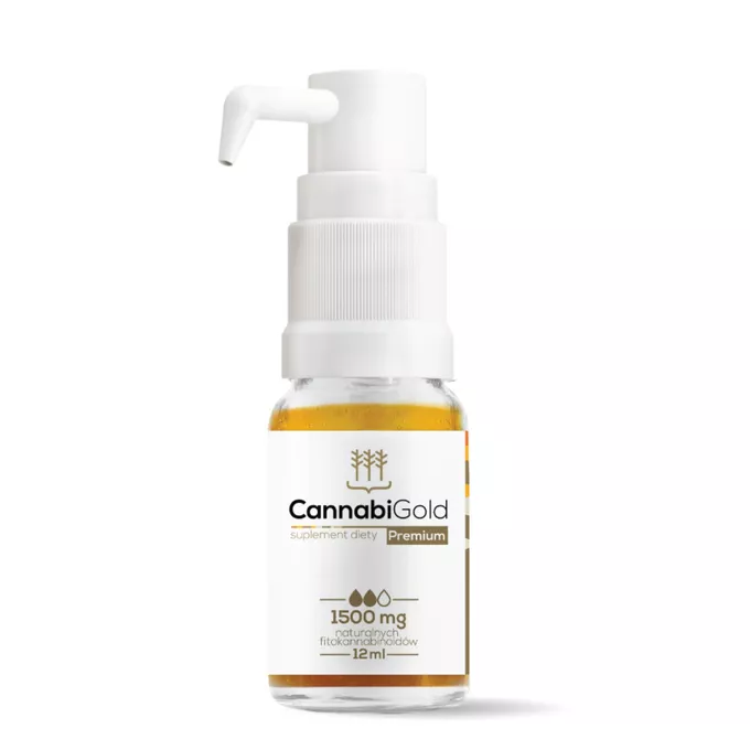 CannabiGold Premium - złoty olejek z ekstraktem z konopi włóknistych 1500mg, 12ml