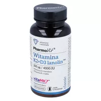 PHARMOVIT - Witamina K2 + D3 lanolin 200 µg/4000IU, 60 kapsułek
