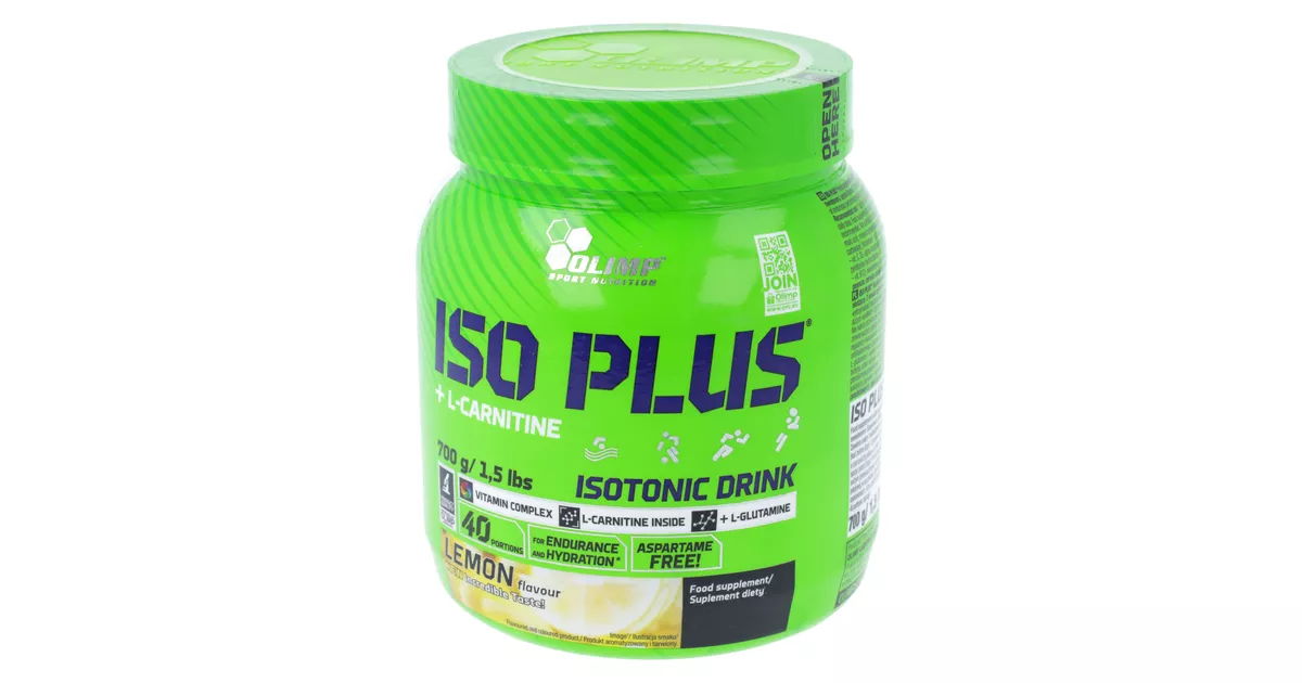 iso plus l carnitine cena Olimp ISO PLUS - witaminy i minerały dla osób aktywnych fizycznie, smak  cytrynowy, 700 g - skład, cena, opinie