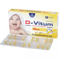 D-Vitum 400 j.m., witamina D dla niemowląt, 30 kapsułek