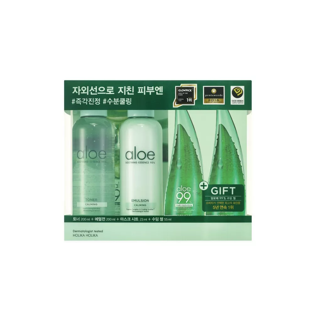 Holika Holika - Aloe Moisture Soothing Set, zestaw kosmetykw intensywnie  nawilajcych, 1 zestaw - skad, cena, opinie | iZielnik.pl