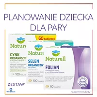 Zestaw PLANOWANIE DZIECKA DLA PARY - Naturell - Cynk organiczny + C, 100 tabletek + NATURELL Selen Organiczny 100 - tabletki, 100 sztuk + NATURELL Folian - tabletki, 60 sztuk