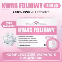 Domowa Apteczka kwas foliowy 400 mg, 250 tabletek