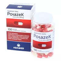 PotazeK - Chlorek potasu 610mg, uzupełnienie diety w potas, 100 kapsułek