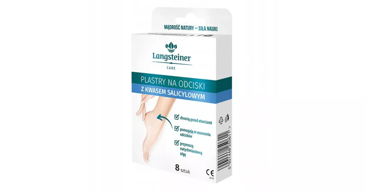 LANGSTEINER - plastry na odciski z kwasem salicylowym, 8 sztuk - skad,  cena, opinie | iZielnik.pl