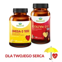ZESTAW: Naturell Koenzym Q10 100, 120 kapsułek + Naturell Omega-3 1000, 120 kapsułek + Bransoletka ze srebrną zawieszką w prezencie