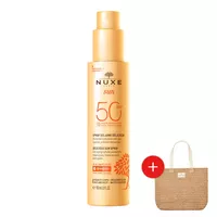 NUXE SUN - spray do opalania twarzy i ciała, SPF 50, 150 ml + torba plażowa, 1 sztuka