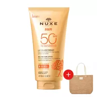 NUXE Sun Melting Lotion High Protection - mleczko do opalania twarzy i ciała, SPF 50, 150 ml + torba plażowa, 1 sztuka
