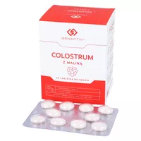 Colostrum z maliną Genactiv (Colostrigen Tabs) - na ból gardła, 60 tabletek do ssania