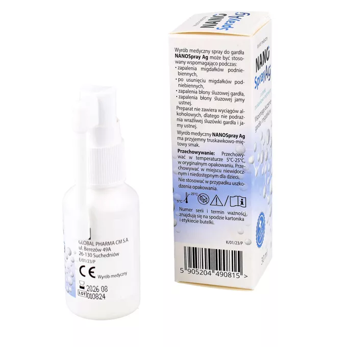Zdrowe Korzyści NANOSpray AG, spray do gardła, 30ml - skład, cena ...