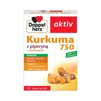 Doppelherz Aktiv - Kurkuma 750 z piperyną + witamina D, 30 kapsułek