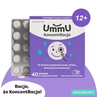 UmmU Koncentracja 12+, 40 tabletki do rozgryzania i żucia